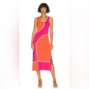 Solid & Striped The Kimberly Dress Pink & Orange Knit Dress | Size L